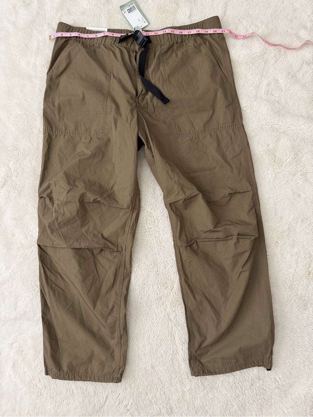 H&M Olive Brown Cargo Pants with Black Web Belt